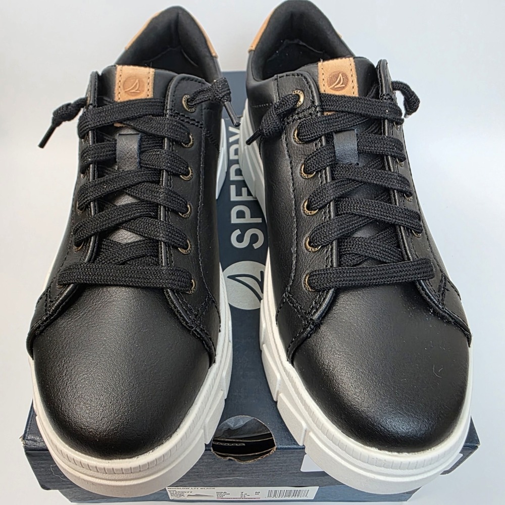 NEW Sperry Women's Winslow Lace to Toe Leather Sneaker Size US 7M Black #848 - Picture 4 of 12